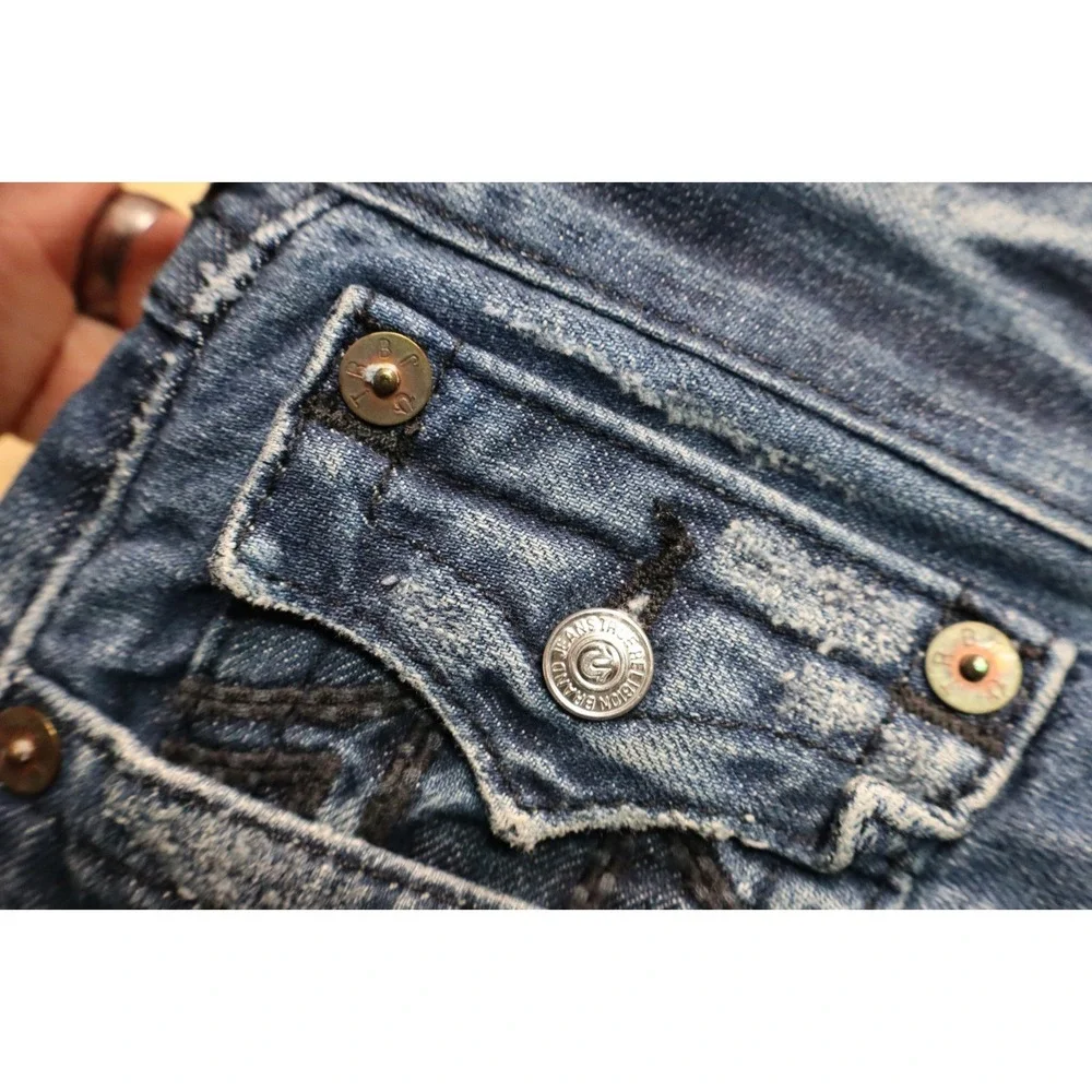 Mens True Religion Jeans Size 38x29 Cotton USA Relaxed Straight Blue Flap Pocket